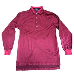 Burberrys Of London Polo Shirt Long Sleeves Mens Burgundy Size M Made In USA